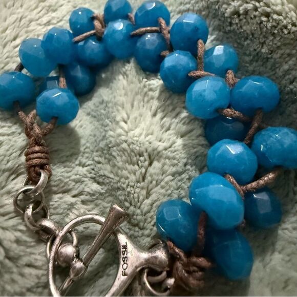 FOSSIL BRAIDED BLUE BEAD BRACELET WITH TOGGLE CLASP – 7.5” - Picture 17 of 17